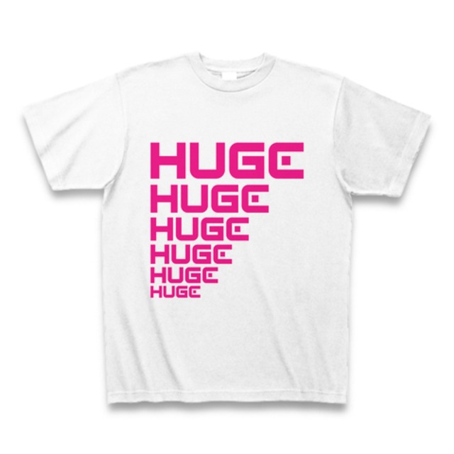 MR.HUGE LINE HUGE ROGO（ライン HUGE ロゴ）PRINTED Tシャツ　ホワイト×ピンク
