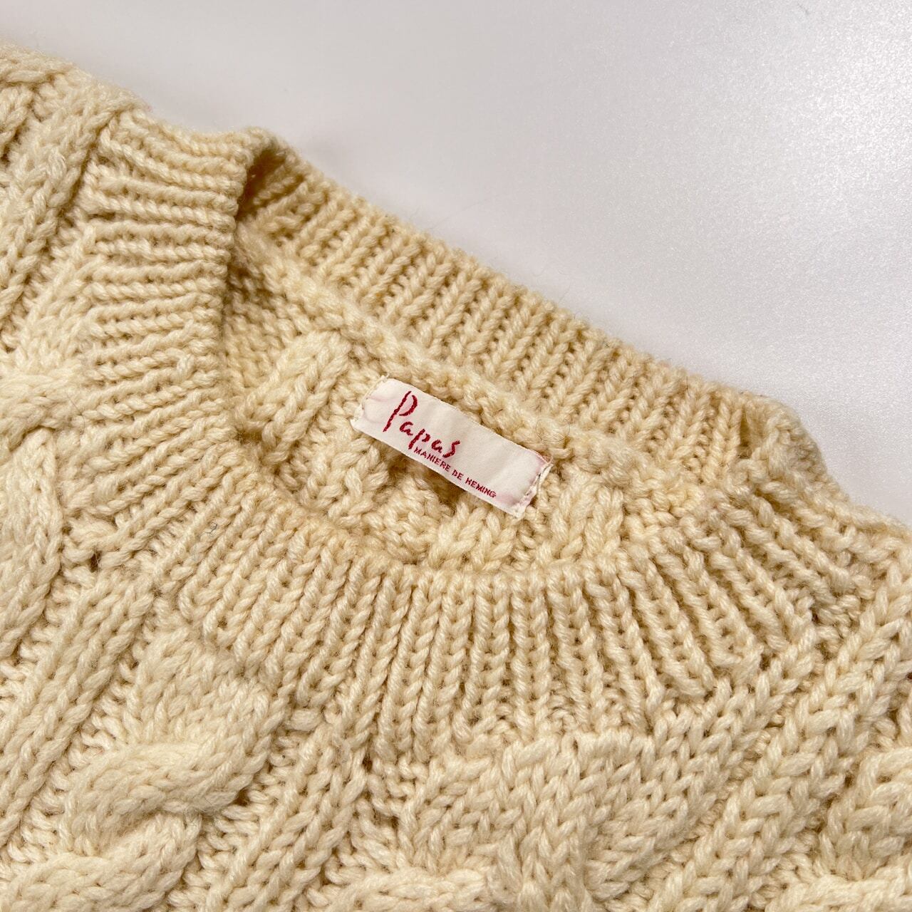 Papas パパス ノルディック ローゲージ ウールニットセーター