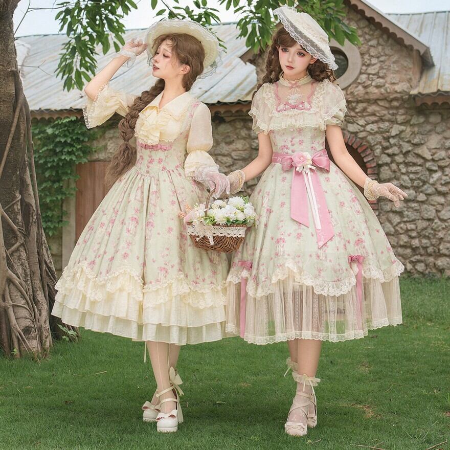 ロリータファッション 甘ロリ JSK 花柄5点セット | ロリィタデビューを