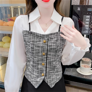 【送料無料】 トップス ブラウス キャミソール ビスチェ 萌え袖 袖あり 長袖 フレア袖 フレアスリーブ プルオーバー Vネック Aライン フレア ロング丈 バイカラー ビスチェ風 かわいい 大人可愛い 大人女子 こなれ感 シンプル カジュアル 大人 上品 おしゃれ お洒落 コンサバ チェック柄 春 20代 30代 40代 レディース 女性用 デート お出かけ お茶会 女子会 休日 授業参観 着回し プチプライス デイリーユース 普段使い ファッション 定番アイテム 着痩せ   インスタ映え