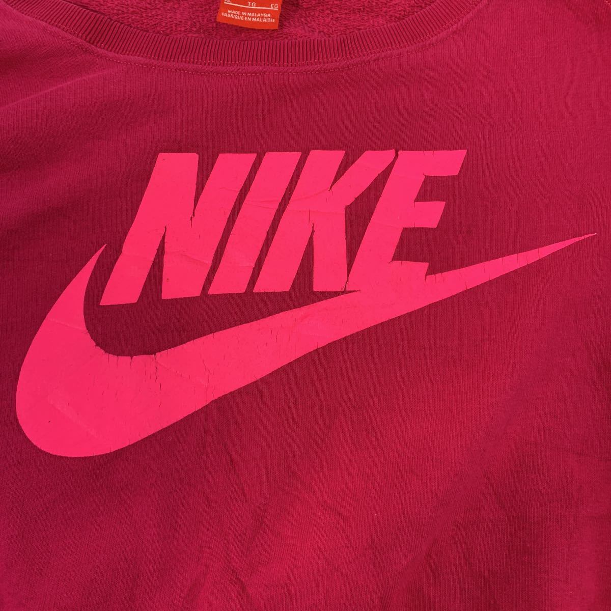 NIKE プリント スウェット トレーナー XL ピンク ナイキ スポーツ ロゴ