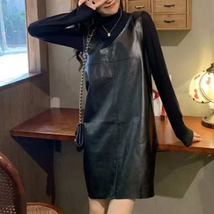 フォーレザーvネックミニワンピース Mei437 Meili Roi メイリー ロイ フォーレザーvネックミニワンピース Mei437 Meili Roi メイリー ロイ