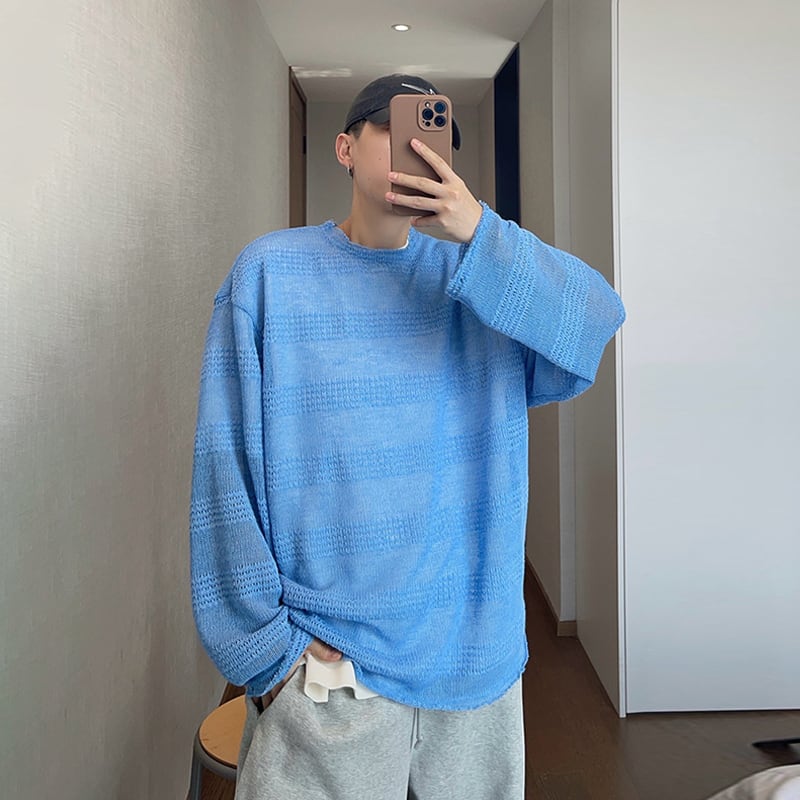 dannyandzee透け感デザインメッシュニットプルオーバー