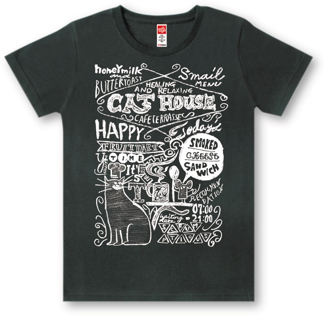 #447 Tシャツ CAT HOUSE/BLK