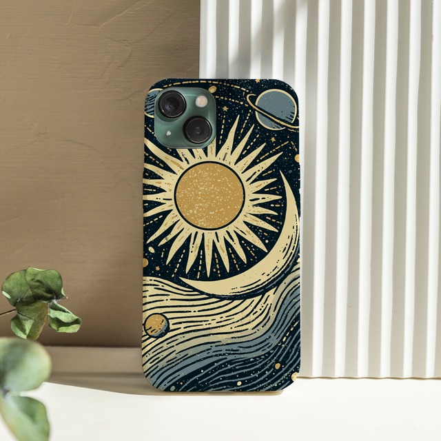 受注生産 iPhoneケース 太陽と月の波紋星図｜天体図風 STAR026A