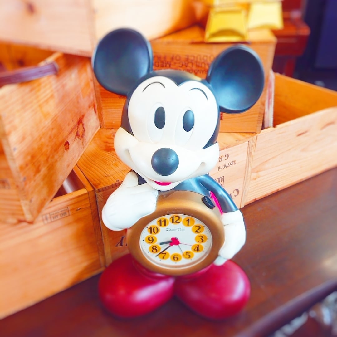 √M√ ディズニー ミッキー置時計 中古品・現状品 レトロ 清々しい 