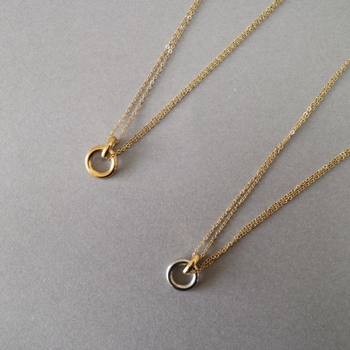 stainless double circle necklace N061