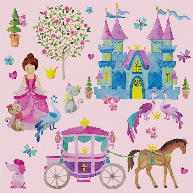 2024春夏【Paperproducts Design】バラ売り2枚 ランチサイズ ペーパーナプキン Princess ピンク