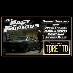 (TORETTO) ドミニク・トレット 1970 ダッジ チャージャー ナンバープレート カリフォルニア州