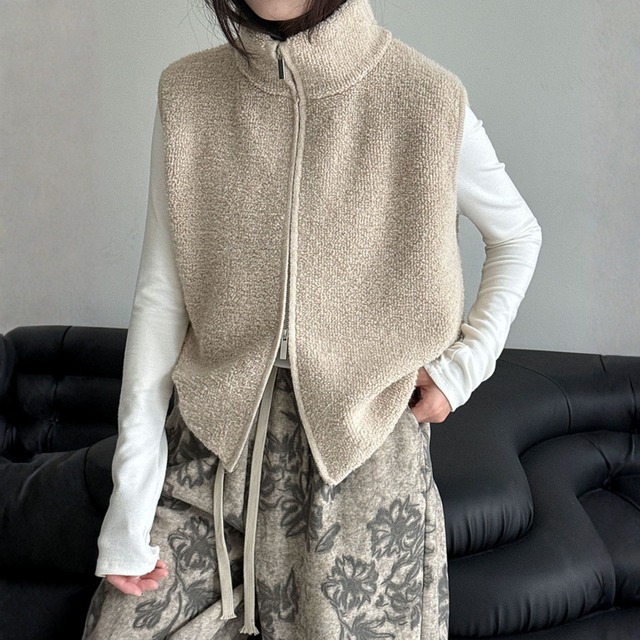 ハイネック　ダブルジップニットベスト　 N00200