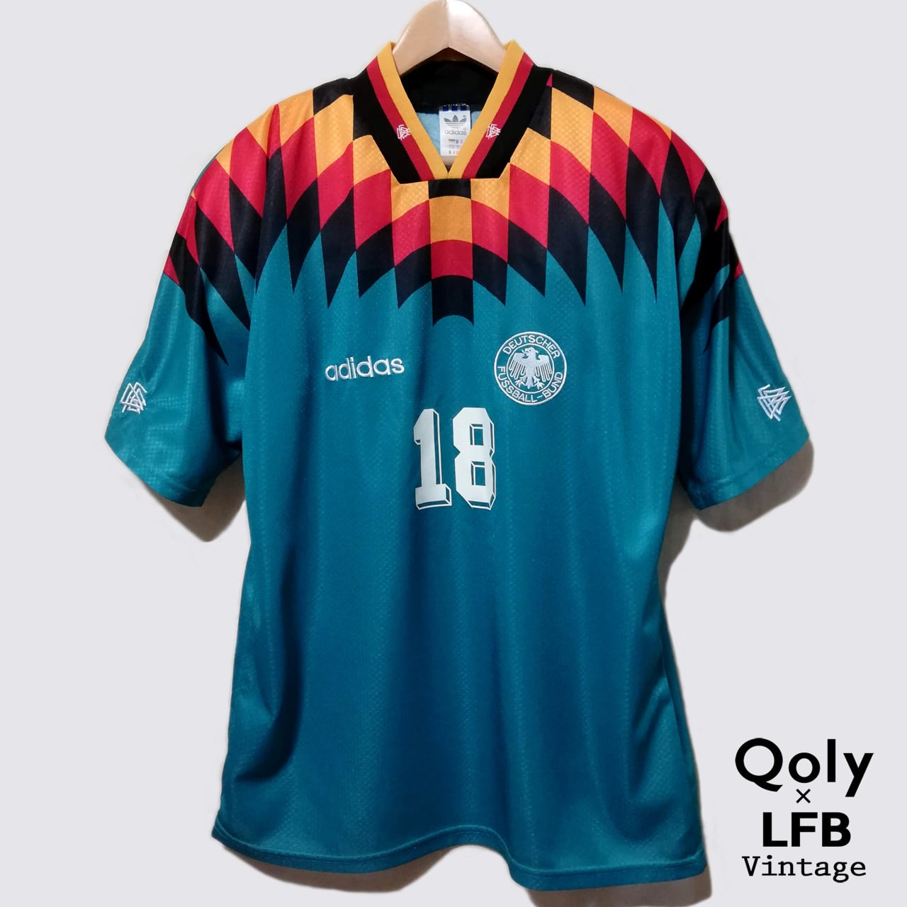 USED】ドイツ代表 1994 adidas アウェイ半袖 #18 KLINSMANN ユルゲン