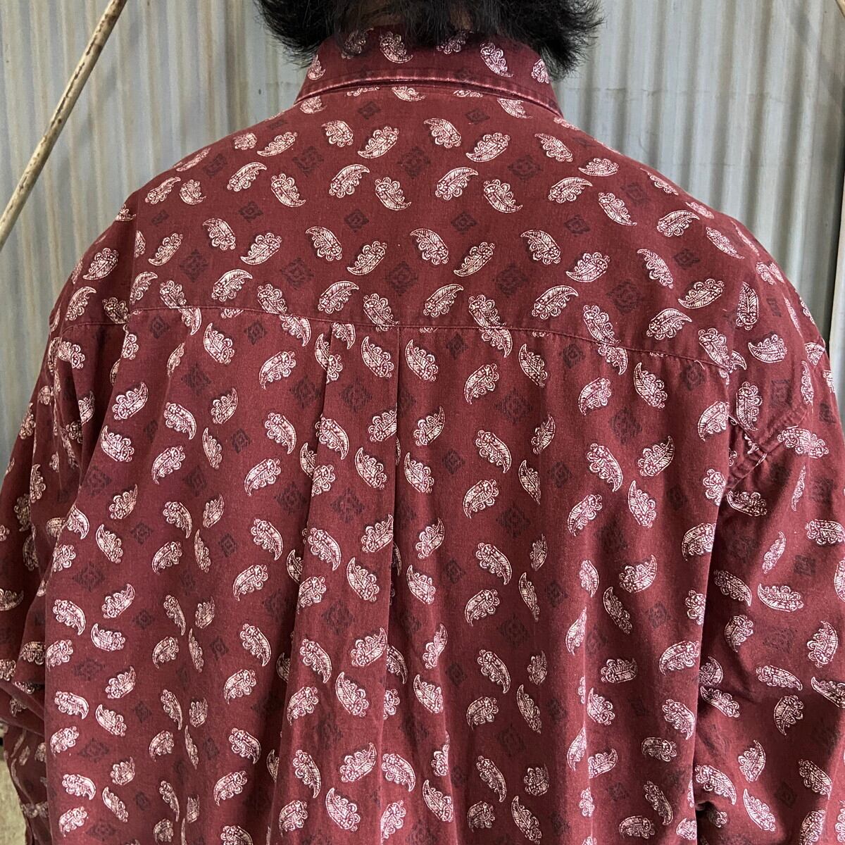 ビッグサイズ NATURAL ISSUE 長袖 総柄 ペイズリー柄 ボタンダウン