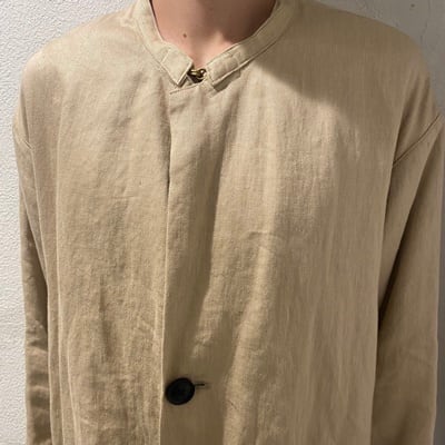 RAKINES ラキネス リネンチノ　COLLARLESS COAT 07S22HN111J　SIZE 2　179cm 63kg【表参道t12】 |  ブランド古着Brooch powered by BASE