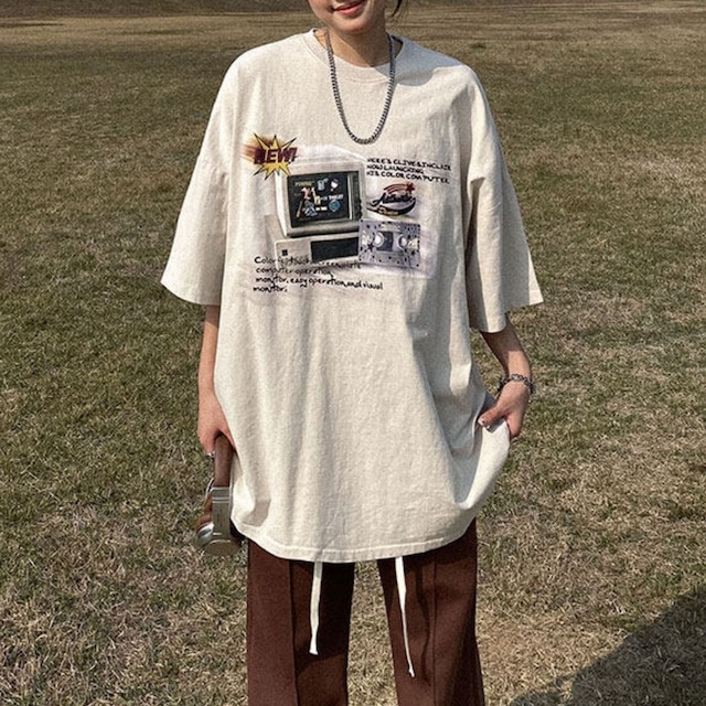 アメリカンレトロフォトコラージュビッグTシャツ 2col   R02337