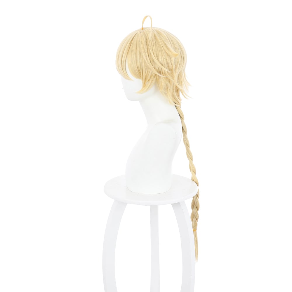 503F】コスプレ耐熱ウィッグ ライトゴールド ロング 三つ編みウィッグ