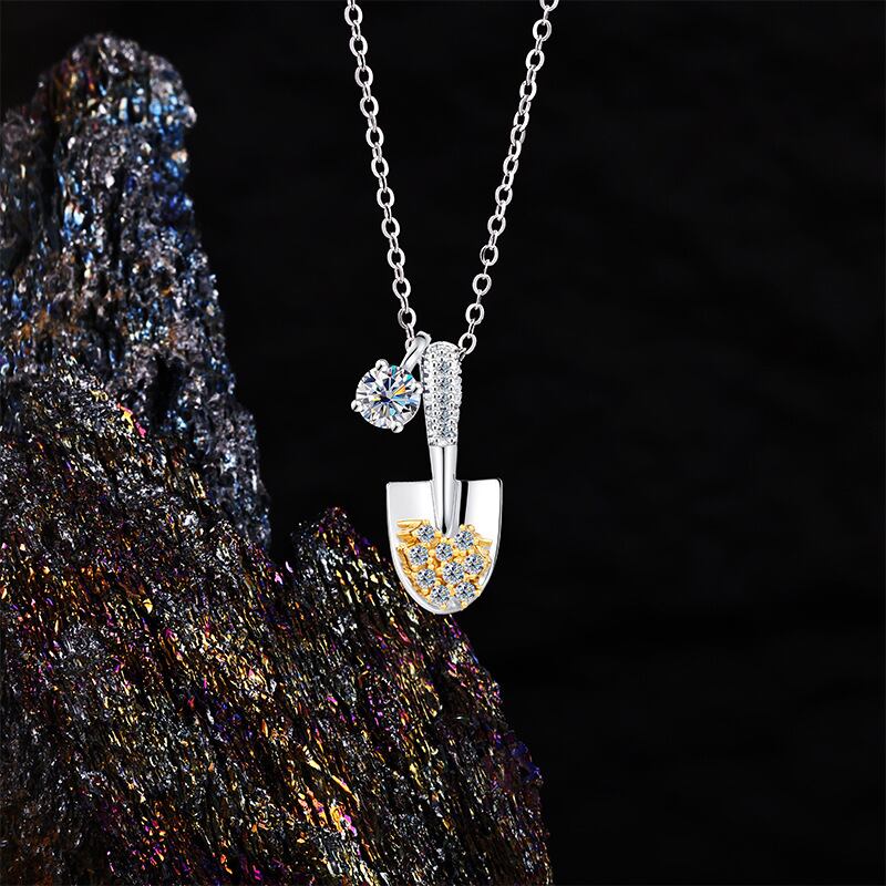 100% S925シルバーネックレス スクープモチーフ モアサナイト石 | H₂O