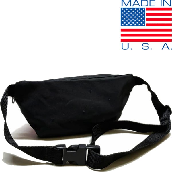 1点物◇USA製ピンク黒プリント入りウエストポーチ鞄バッグ古着メンズ