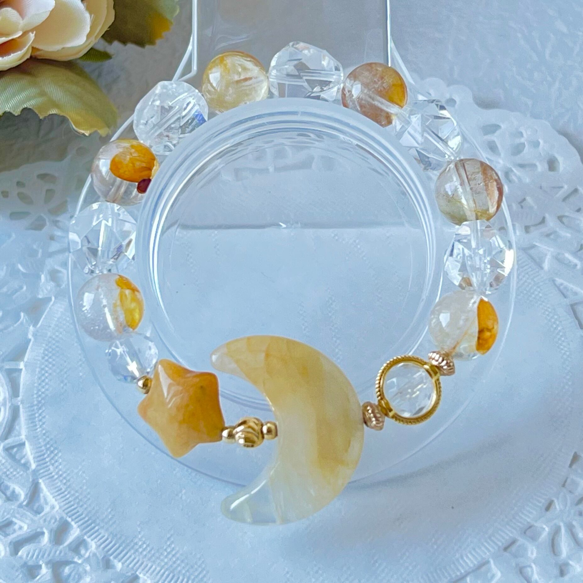 【ライモナイト 月 星 ブレスレット✨重ね付け 2本セットも選べます】天然石