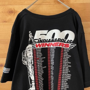 【INDYCAR】メキシコ製 インディ500 ロゴ プリント レーシング Tシャツ バックプリント 袖プリント  XL ビッグサイズ US古着