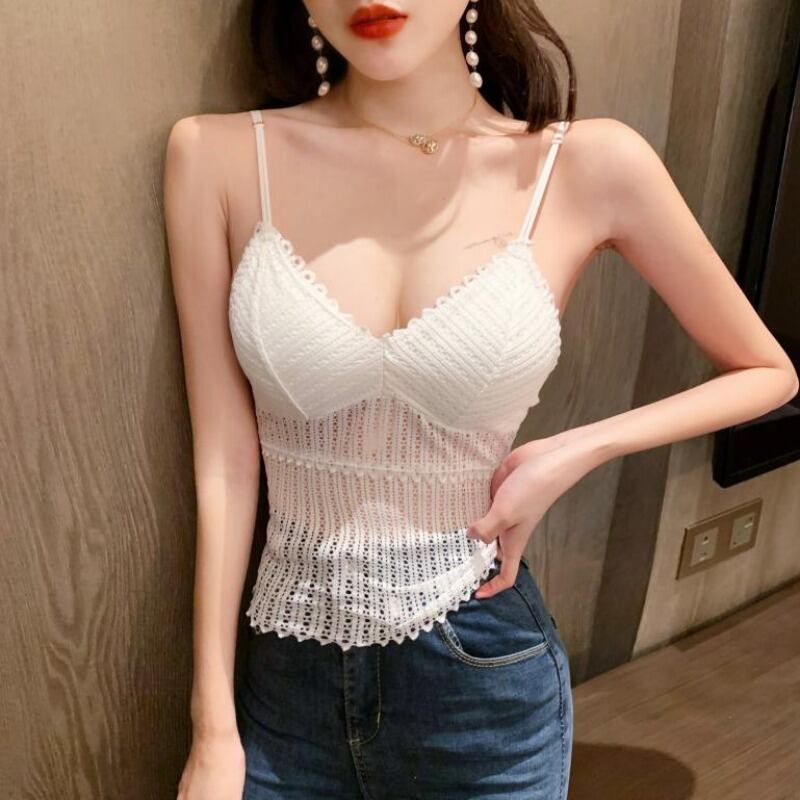 サマースタイルVネックレースバックトップス 夏物 ハンチェンe79038829316