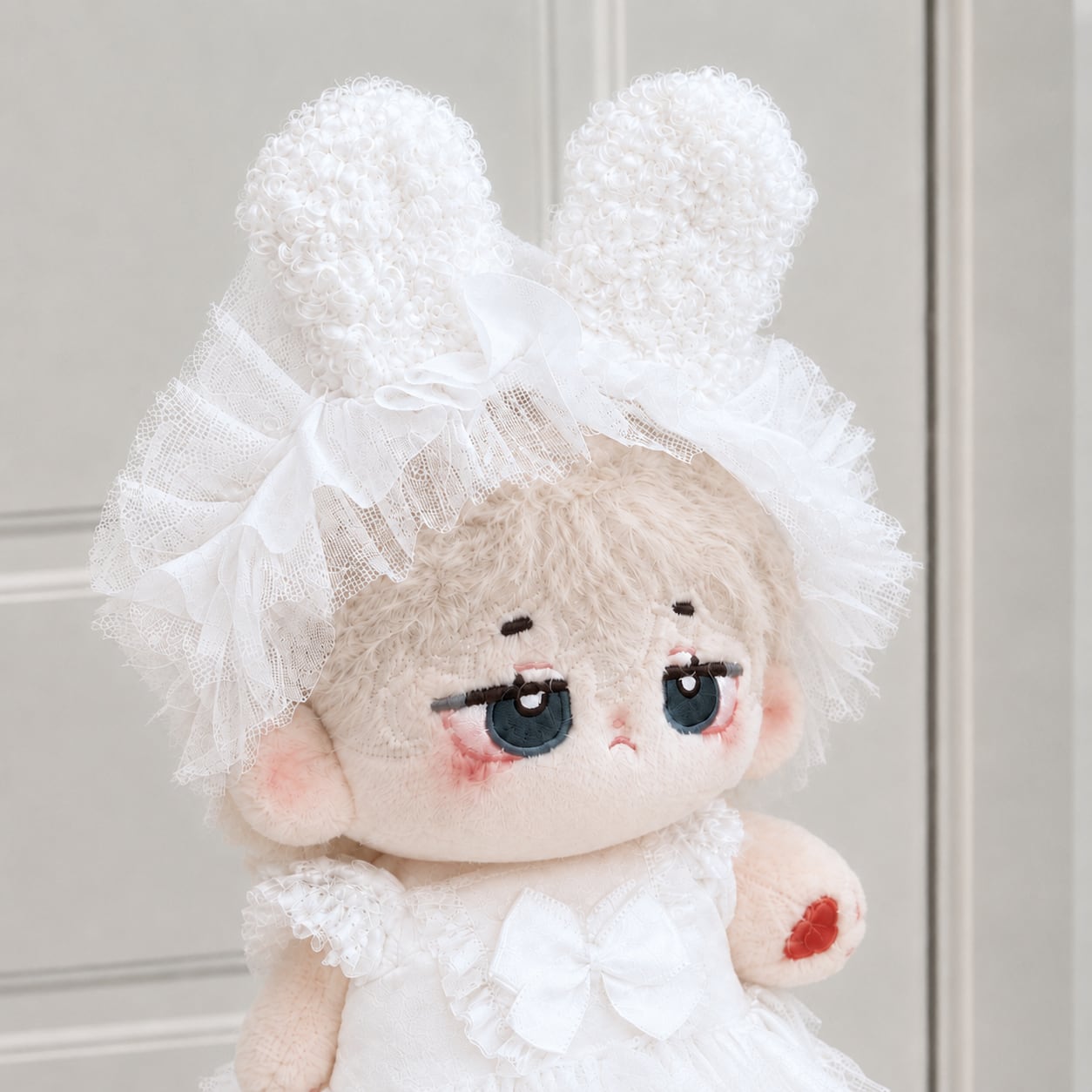 20cm ぬいぐるみ服 着せ替え 白ドレス 天使 ワンピース レース リボン
