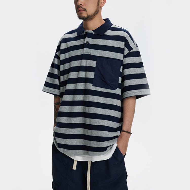 ★RETRO STRIPED POLO SHIRT　　　A0477