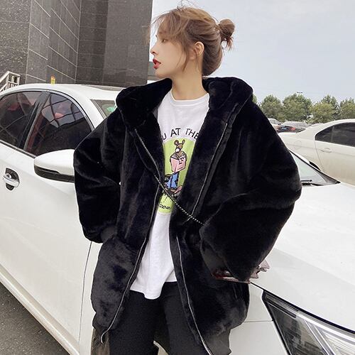 韓国風レディース服 カジュアル 暖かい ファーコート アウター ｺｰﾄ