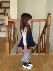 韓国子供服 / BANANA J / 26Autumn / リズム フラワー レースTシャツ / 秋服 / キッズ *XS~JS*