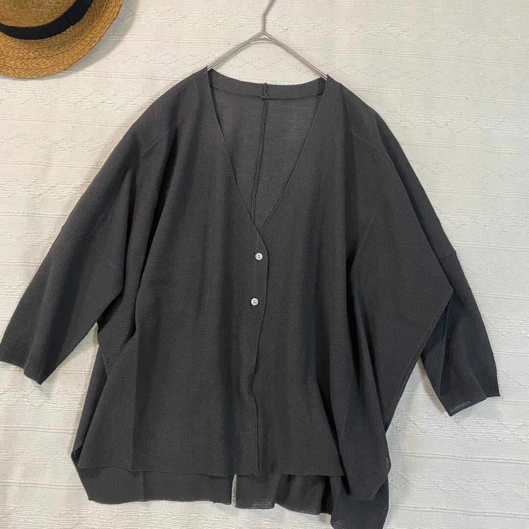 みんみ。A63 即納　BEARDSLEY シアーサラッとカーディガングレー A63】 新品 即納 BEARDSLEY シアーサラッとカーディガン ビアズリー 茶
