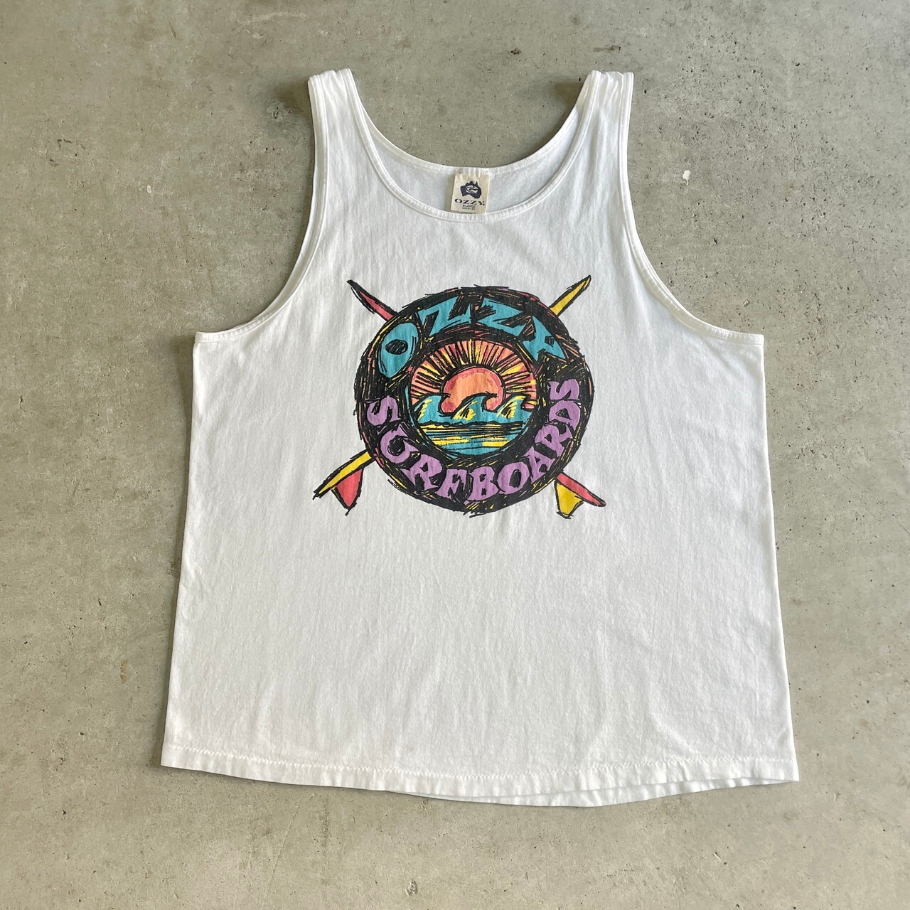80〜90年代 USA製 OZZY SURFBOOARDS オールドサーフ プリント タンク 