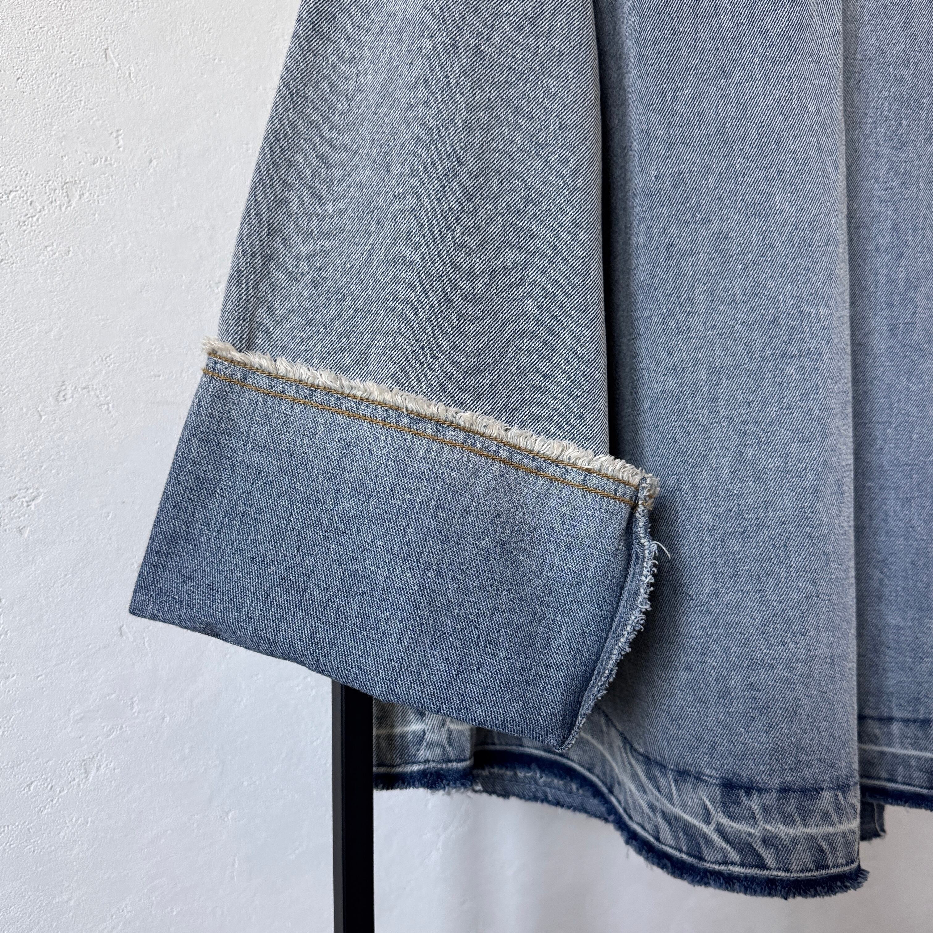 のぎ* 受注予約：1月下旬入荷予定】W zip フリンジツイルデニムオーバーJK