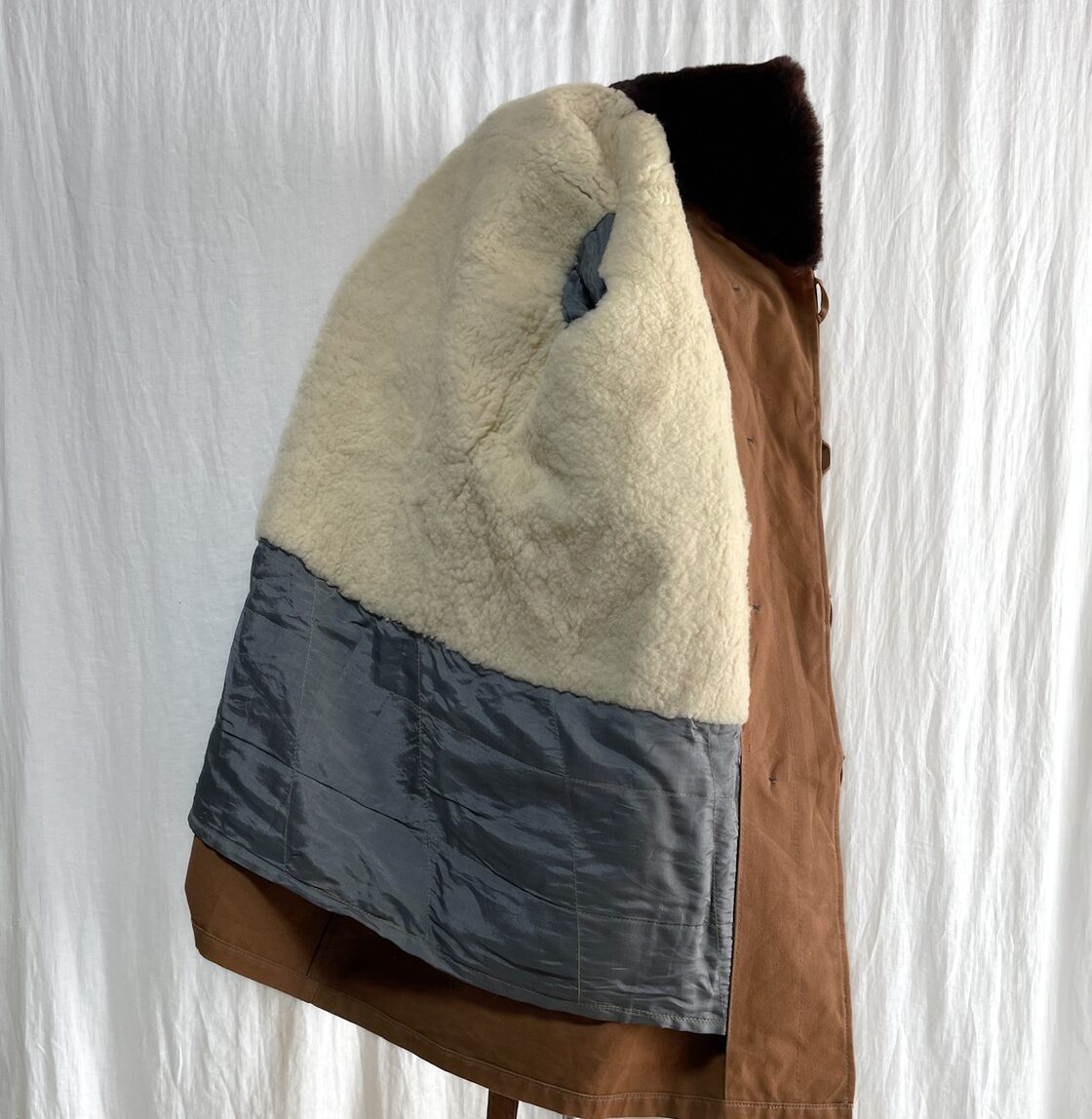 美品 60s 70s フランス ヴィンテージ キャンバス ムートンボア 