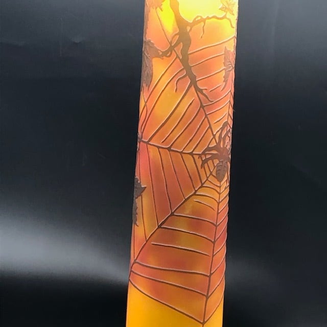 エミール・ガレ ガラス製大型花瓶 蜘蛛の巣のデザイン | kamakuraART