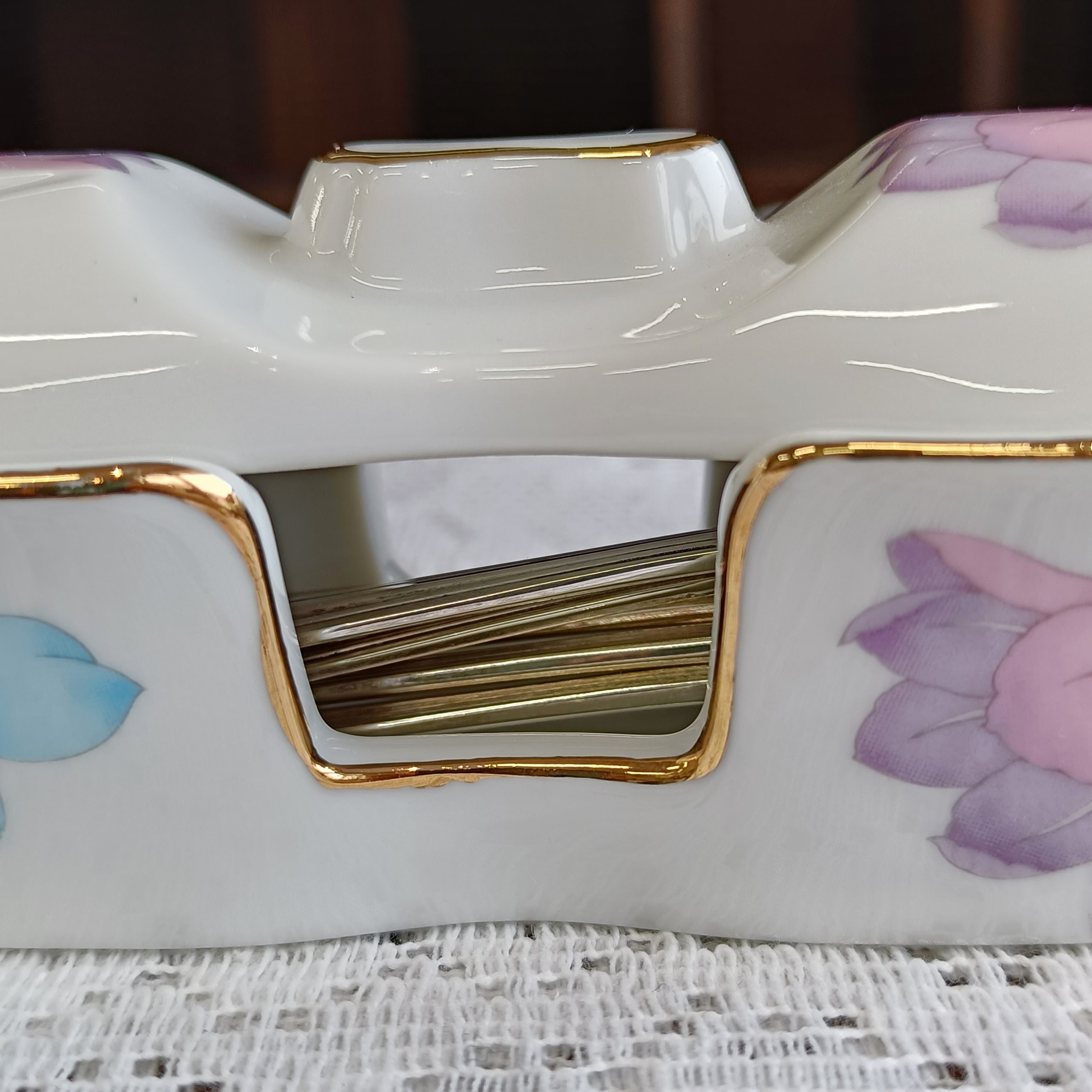 カトラリーケース ティースプーン入れ 花柄 陶器 テーブルウェア G035