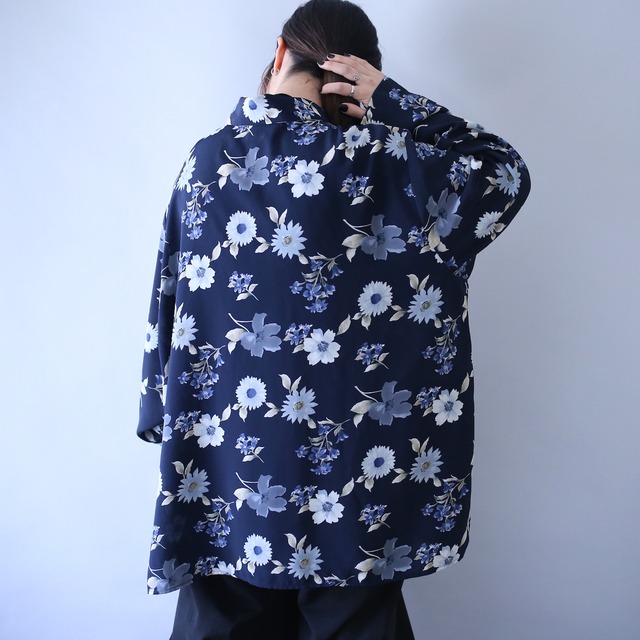 beautiful blue flower pattern over silhouette shirt