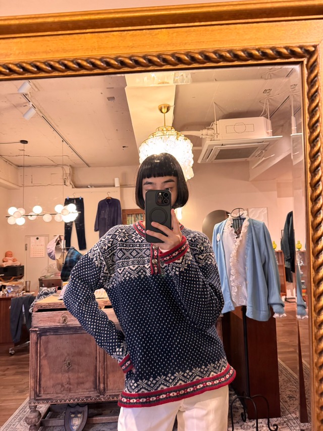 L.L.Bean Nordic Pattern Merino Lambswool Cardigan