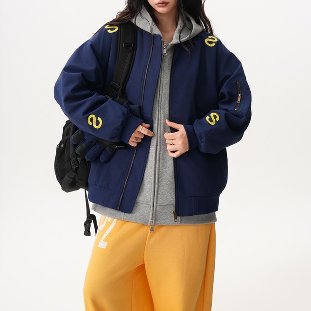 ビッグレタリングジップアップブルゾン 3col   R00979