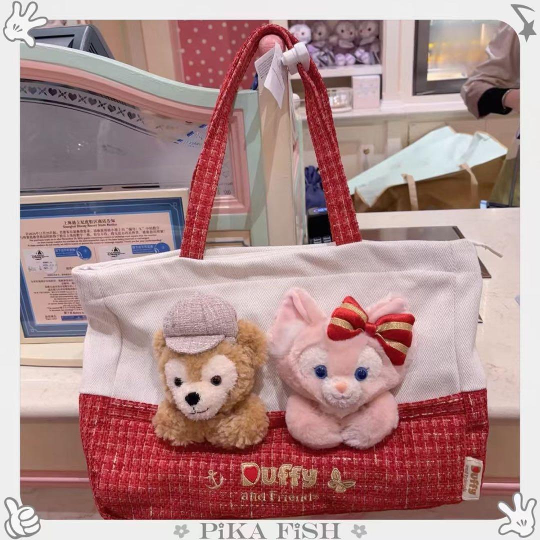 日本未発売☆上海ディズニー☆Duffy チェック柄バッグ PIKAFISH☆