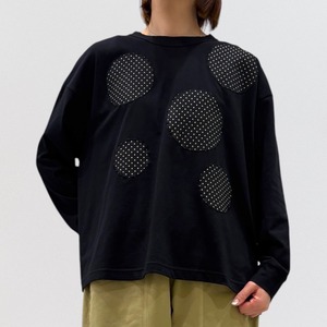 ＋2 jersey & polka-dot patchwork crew-neck Tee