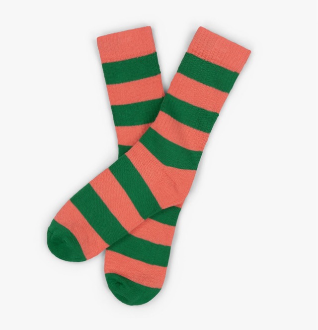 英国製　TSPTR Border Socks　Pink / Emerald