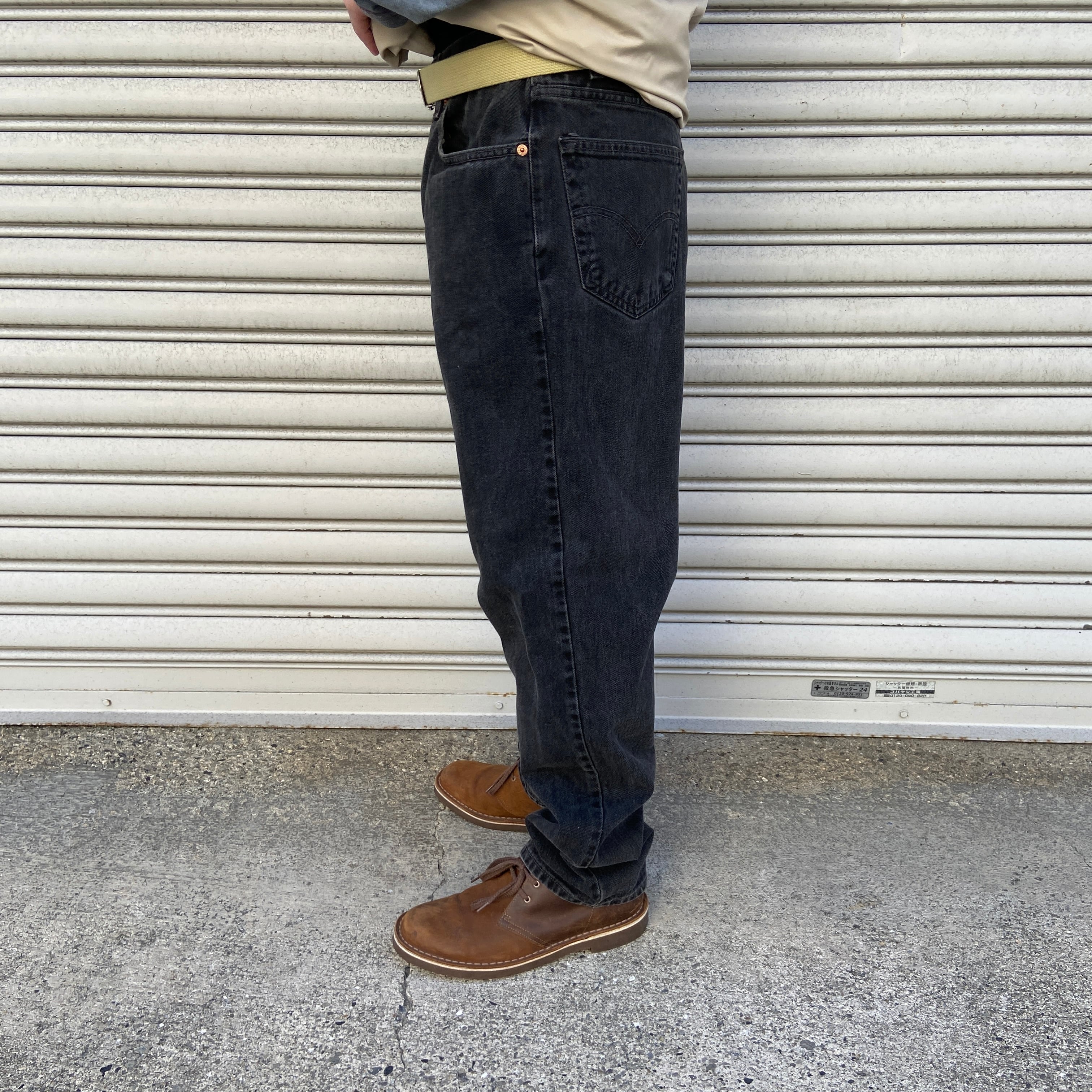 送料無料』90s Levi's 550 ブラックデニムパンツ 後染 スミクロ W34L32