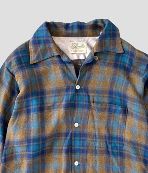 -ARROW- Vintage 60s M rayon ombre check shirt