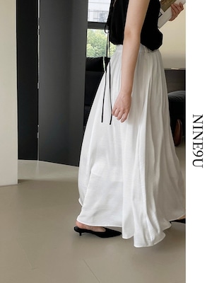 satin luster a-line long-skirt 2color【NINE7546】