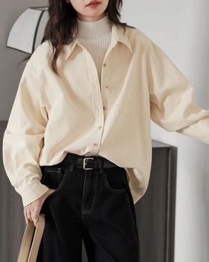 Corduroy oversized long sleeve shirt　TH3087