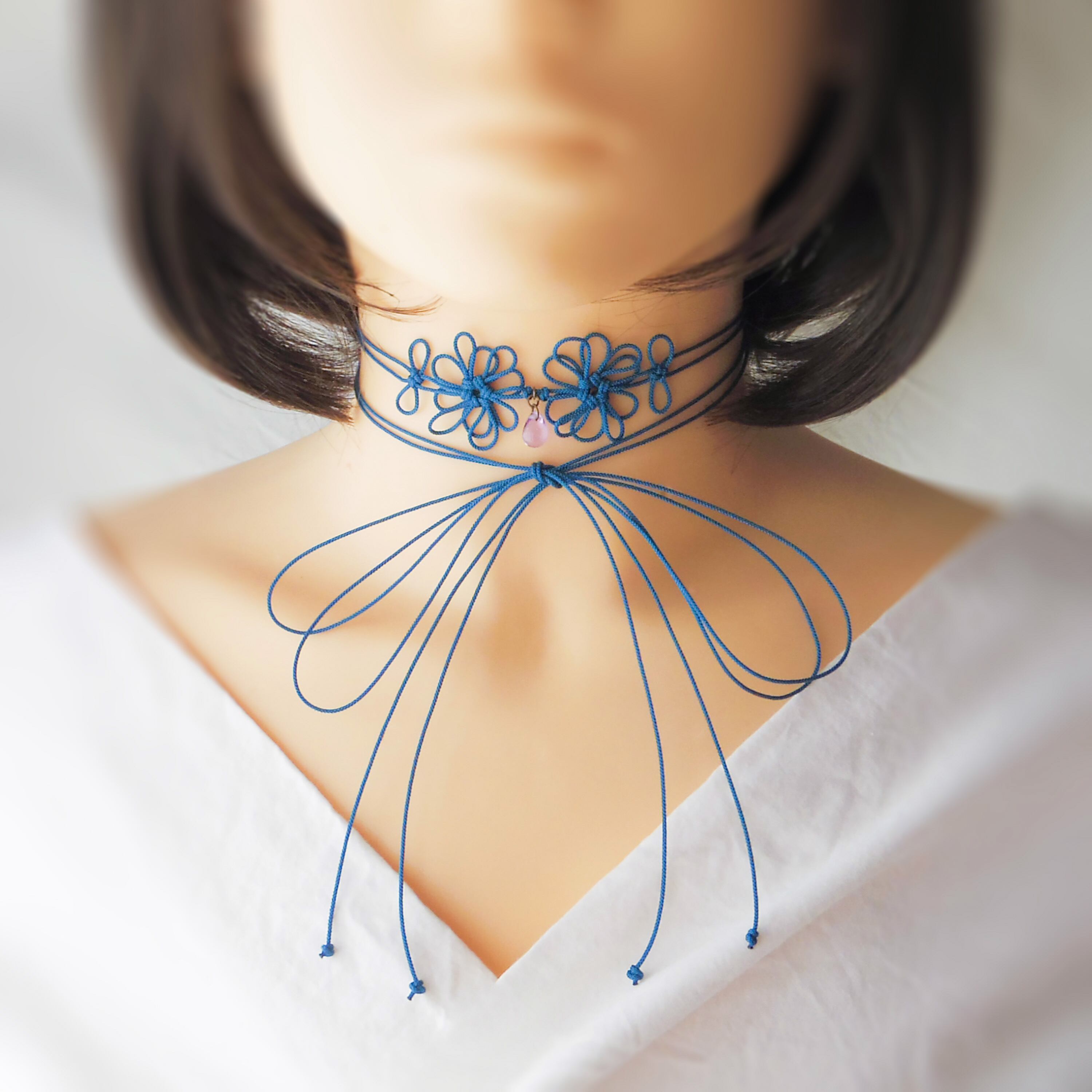 飾り結びチョーカー「冴エ、眩ユ」【軽量】浴衣・着物・フォーマル華やぐ二重巻。