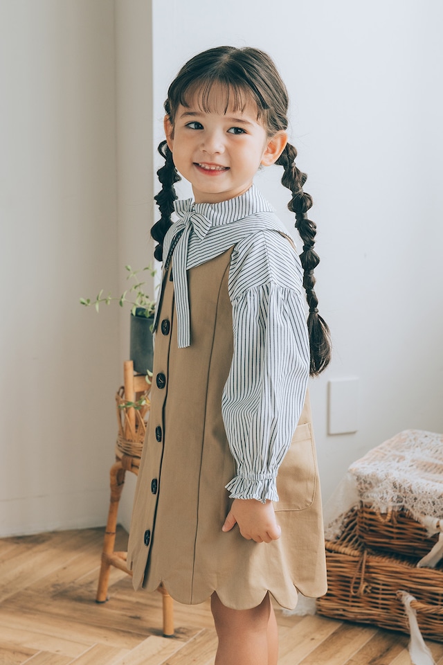 スカラップ2WAYジャンパースカート〈Beige〉