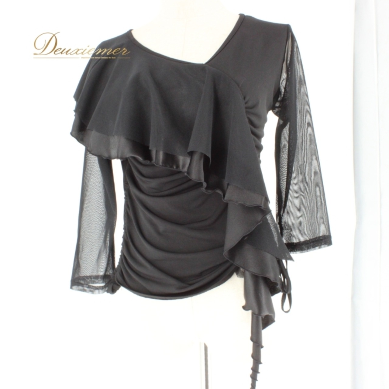 社交ダンス 衣装 スタンダード トップス レッスンウェア レディース Roger 黒 レース 長袖 ブラック系 無地 フォーマル 練習着 上品 オシャレ 高級感 着心地抜群 ストレッチ 大人 女性用 首元デザイン ルーズフィット 落ち着いた色合い ダンス用 トップス 半袖 結婚式 披露宴 パーティー プロ用 トレーニング 設計 シンプル スタイリッシュ ビジネスカジュアル 仕立て上げ シーン多様