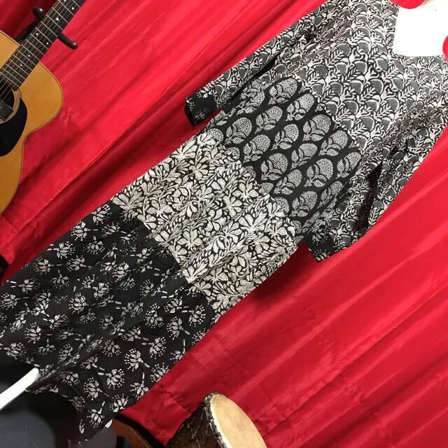 マライカ Cブロックミックスティアードワンピース ブラック 黒