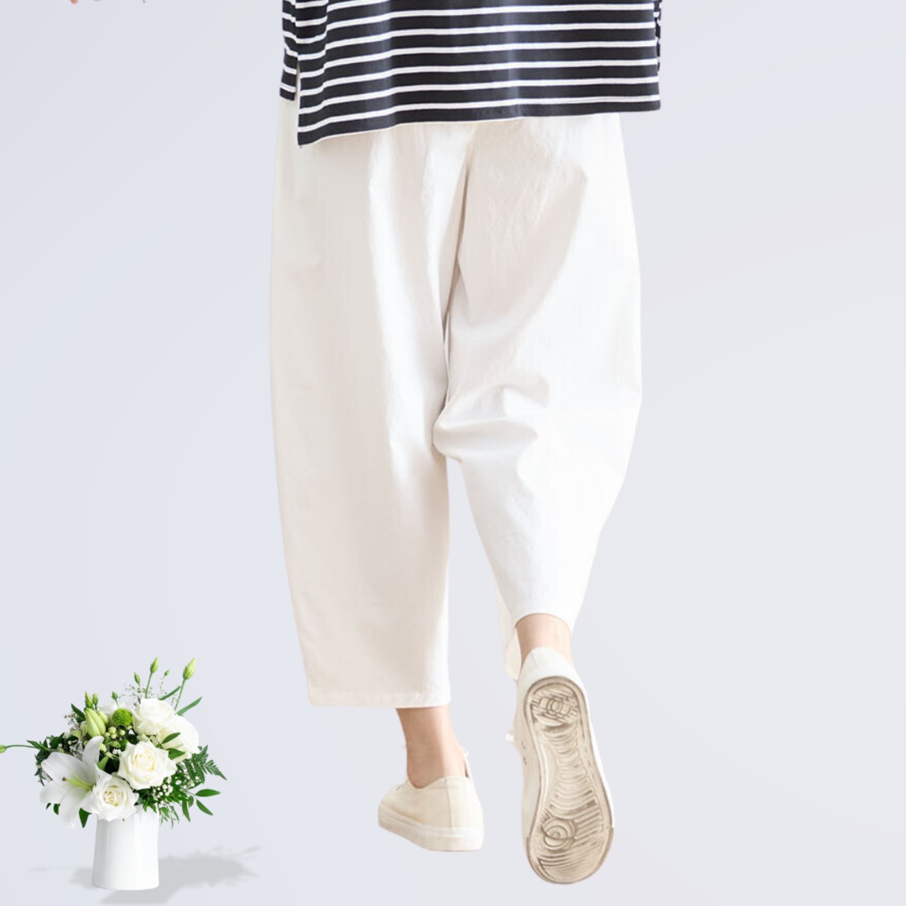 タック入りバルーンシルエットパンツ(M~L) アイボリー