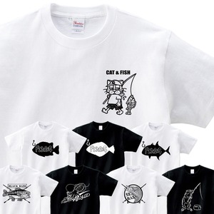 選べるデザイン アウトドア 釣りネコ Tシャツ sp10 釣り ブラックバス シーバス ヒラメ アオリイカ イシダイ ロウニンアジ